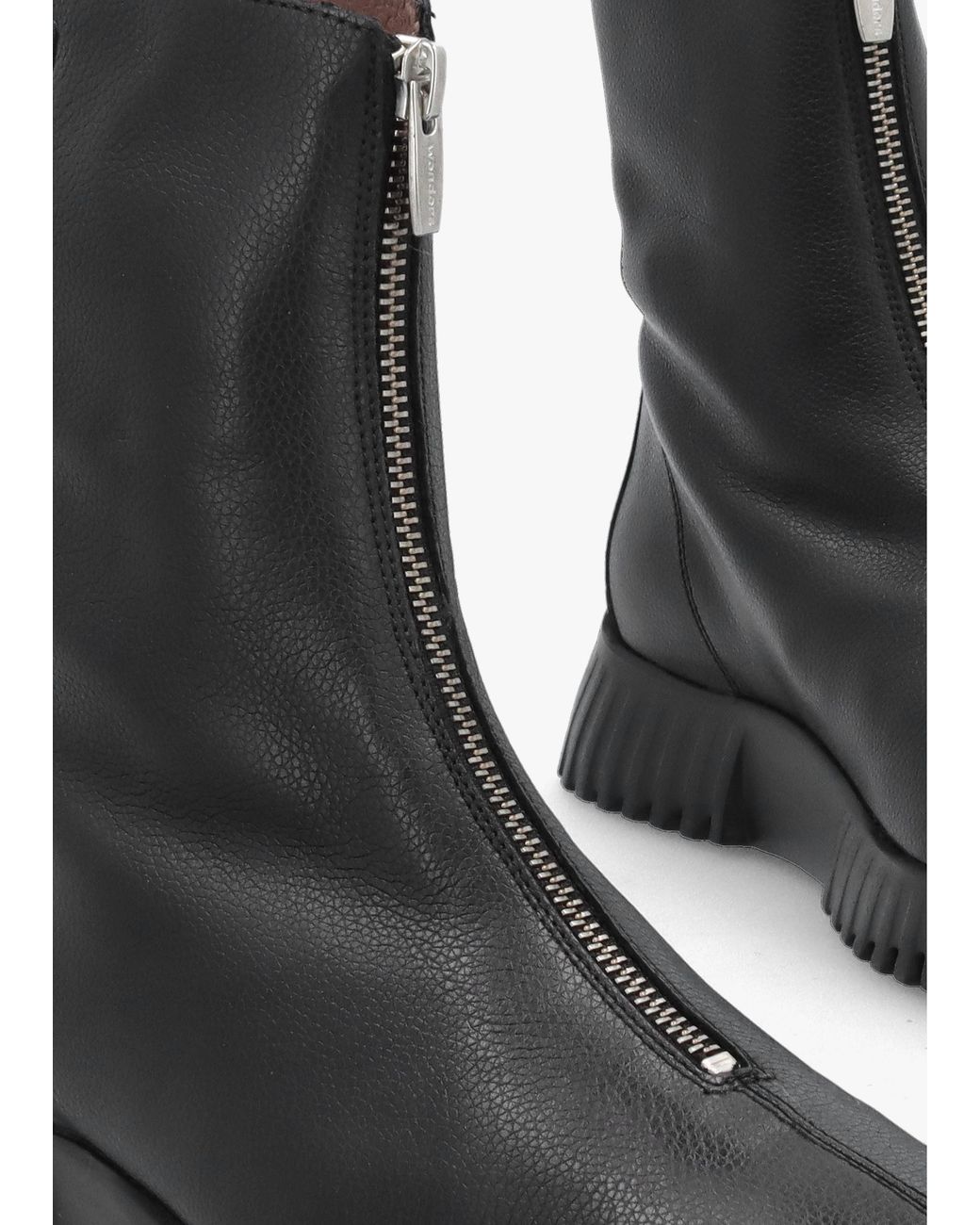 Wonders Black Front Zip Ankle Boots