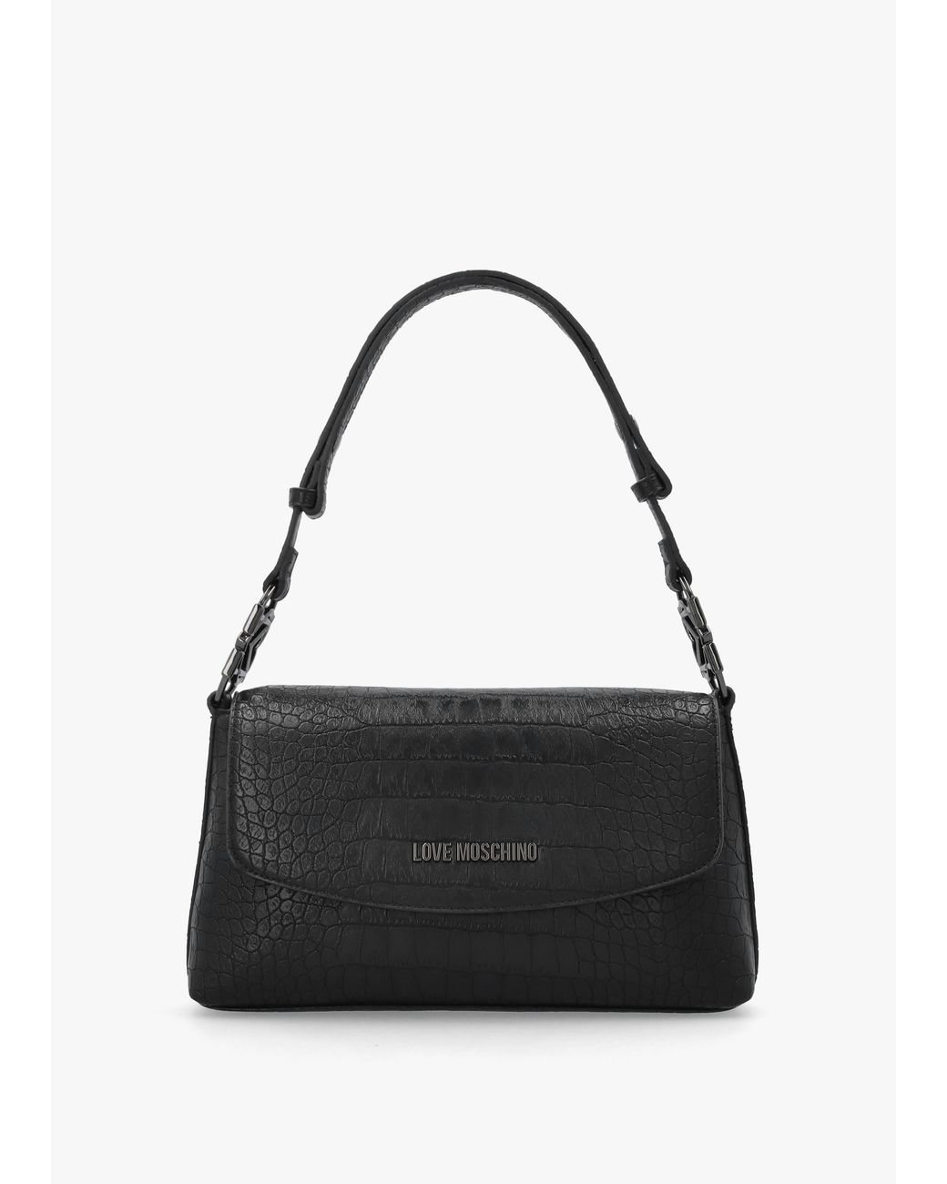 Love Moschino Black Moc Croc Shoulder Bag