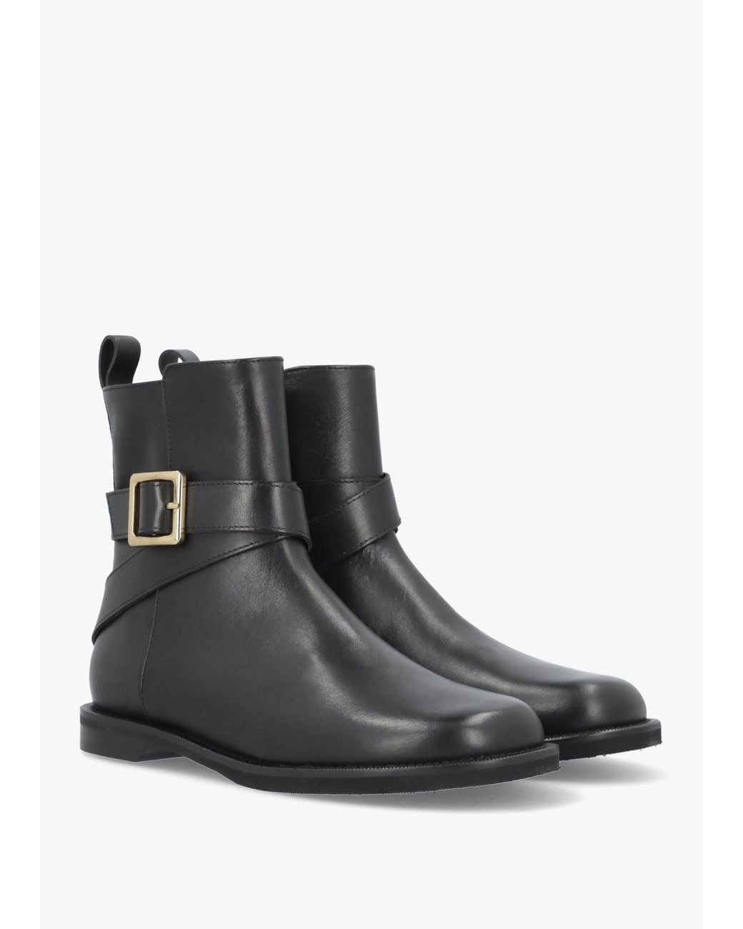 Evaluna Black Buckle Strap Ankle Boots
