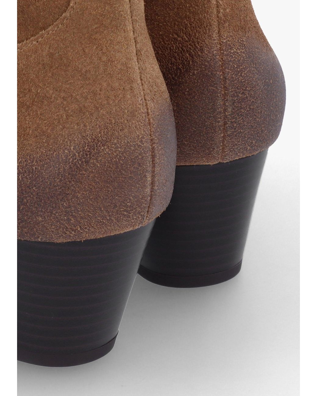 Ash Brown Fame Ii Land Suede Western Ankle Boots