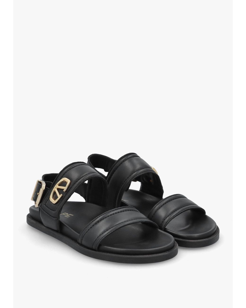 Alpe Black Avadi Two Bar Flat Sandals
