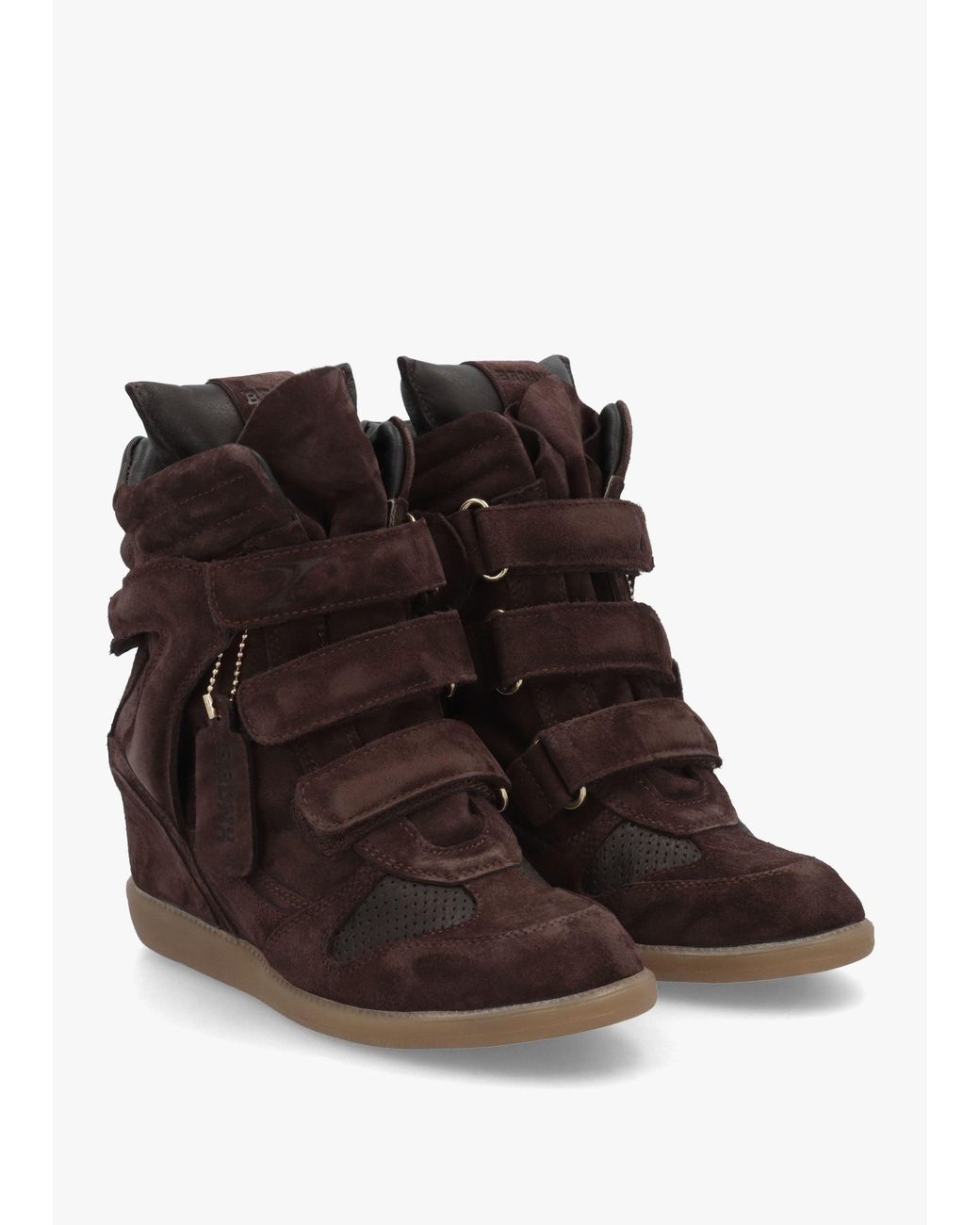 Bronx Brown Jae-Yy Coffee Bean Suede High Top Wedge Trainers