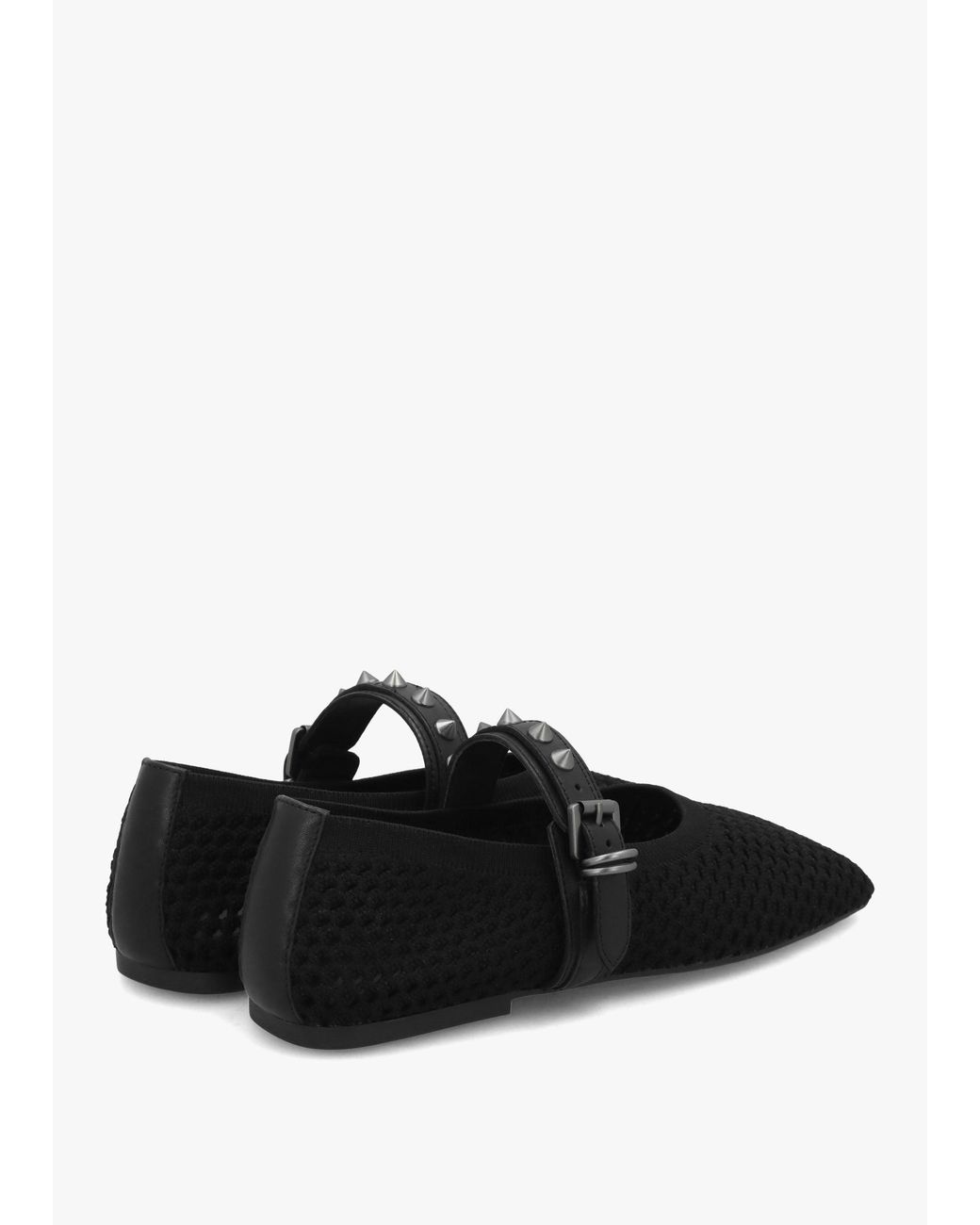 Ash Black Bijoux Woven Studded Ballet Pumps