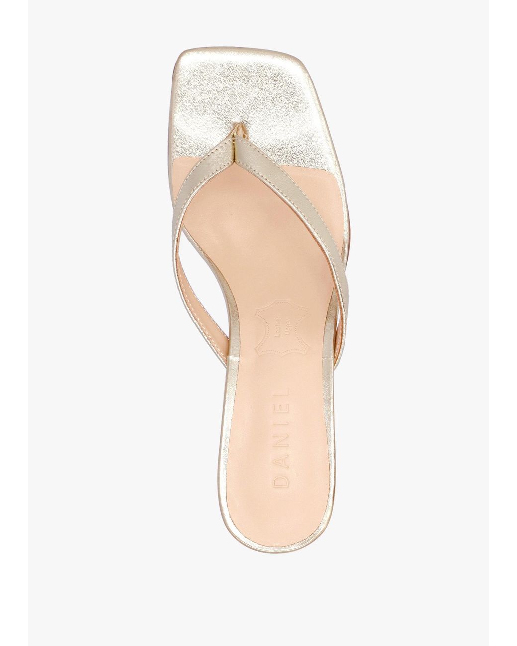 Daniel Natural Eden Leather Toe Post Kitten Heel Sandals