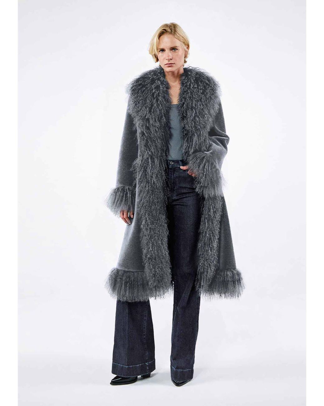 Fur Coat Charlotte Simone Scarves Charlotte Simone Donna Slate