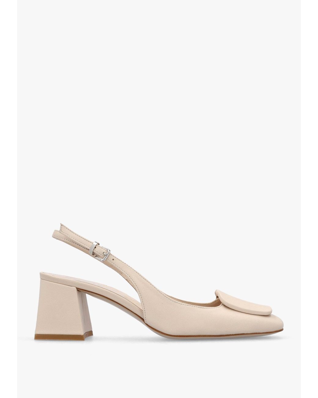 Daniel Natural Nessie Cream Leather Block Heel Sling Backs