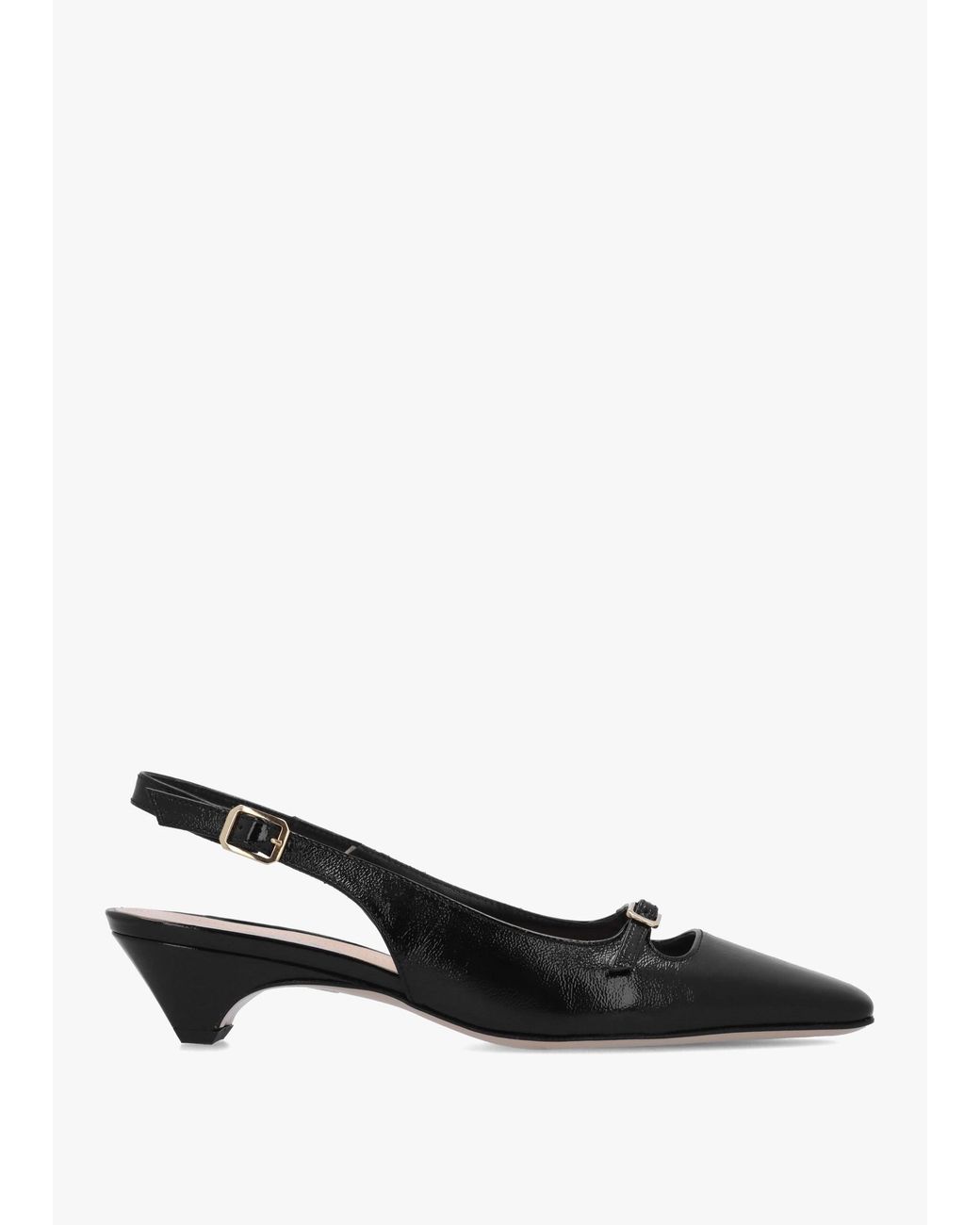 Daniel Black Nux Leather Low Heel Court Shoes