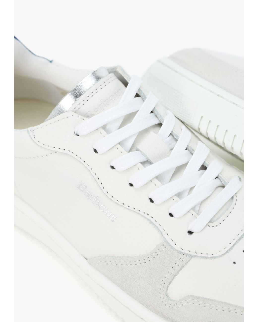 Barbour White Celeste & Chambray Leather Trainers