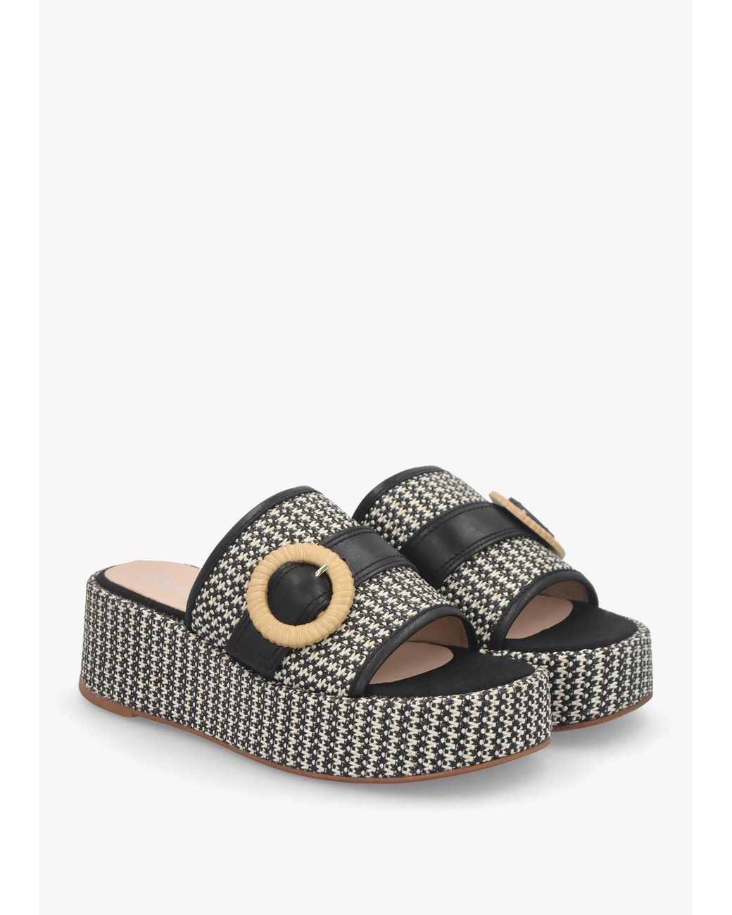 Daniel White Jono Monogram Woven Raffia Flatform Mules