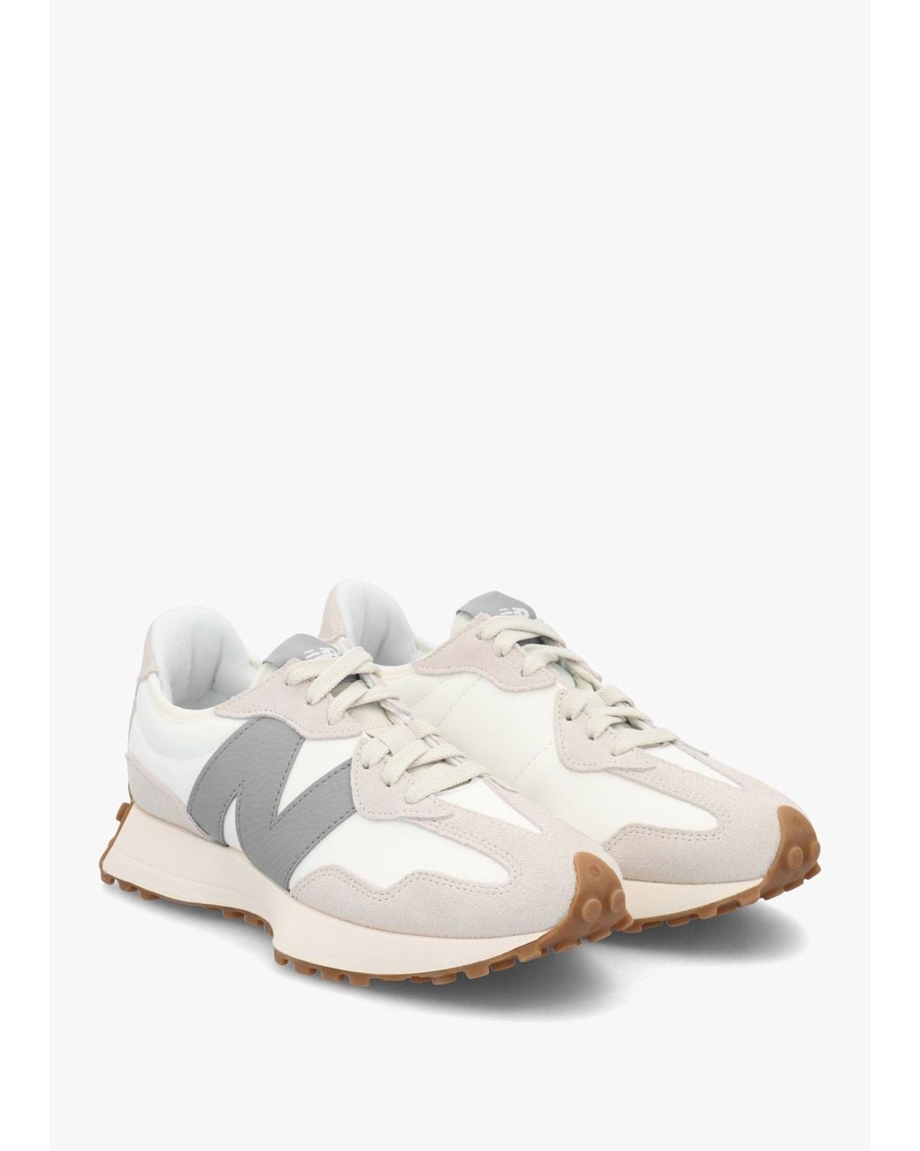 New Balance White 327 & Suede Trainers