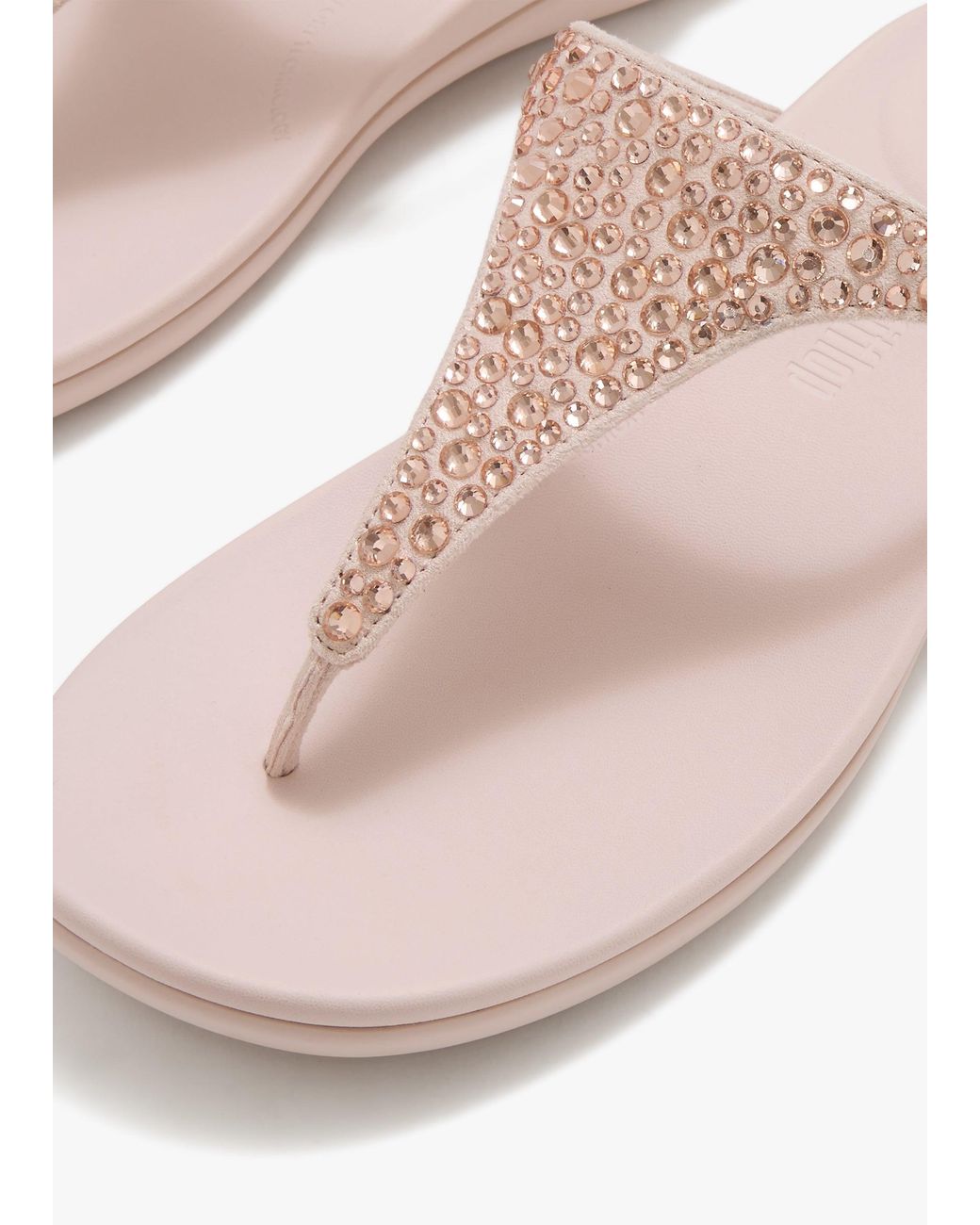 Fitflop Pink Solay Nude Rose Mixed Crystal Tote Post Sandals