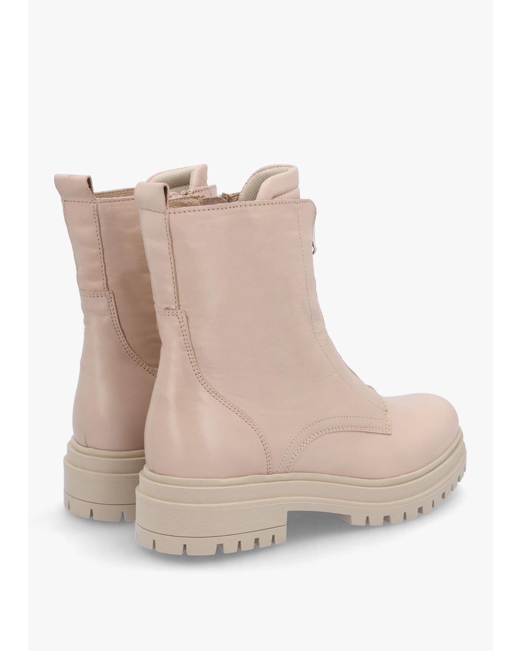 Daniel Natural Izippe Cream Leather Front Zip Ankle Boots