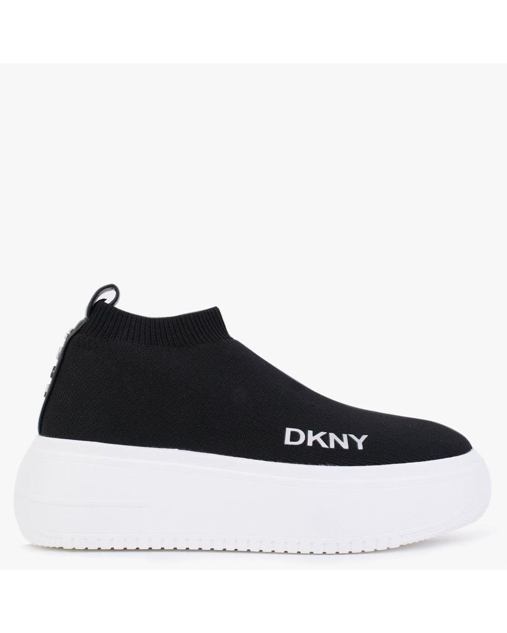 DKNY Mada Black Knitted Slip On Trainers | Lyst Australia