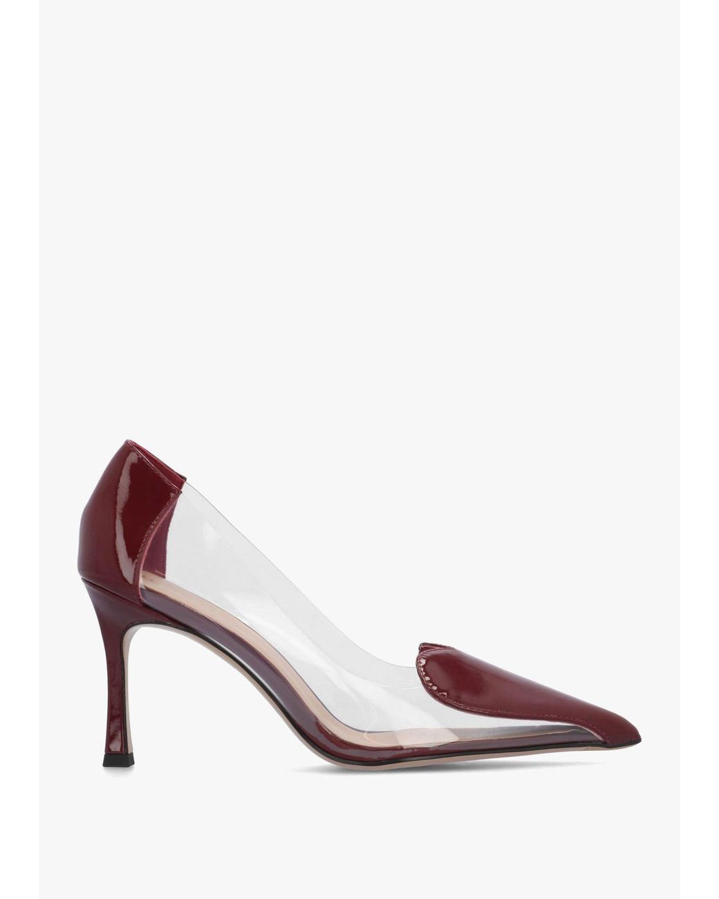 Daniel Pink Elove Perspex Burgundy Leather Heart Toe Cap Court Shoes