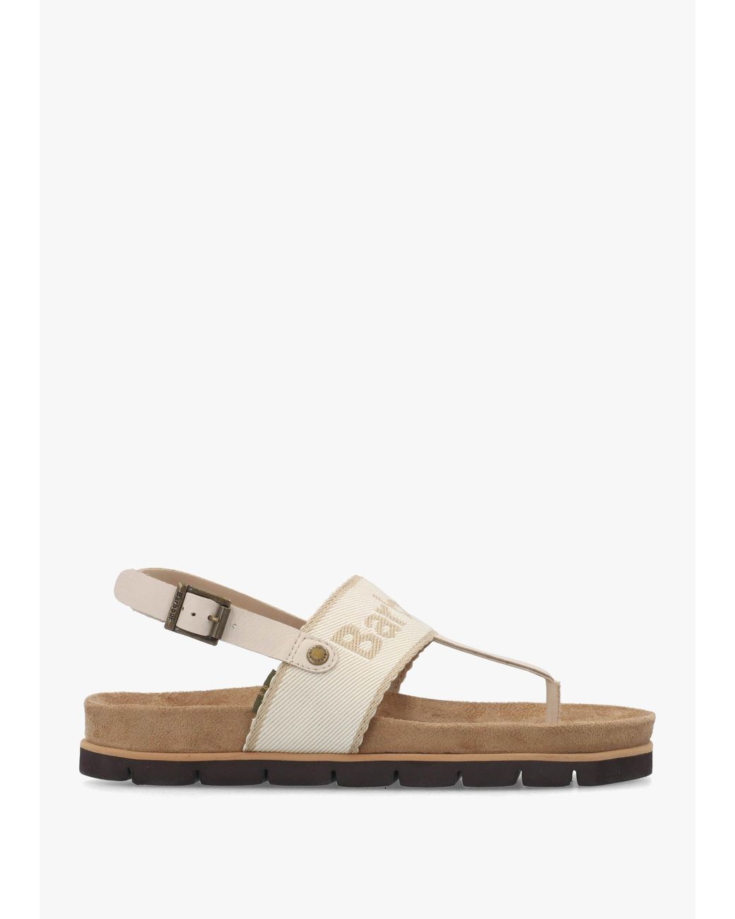 Barbour White Lumley Toe Post Sandals