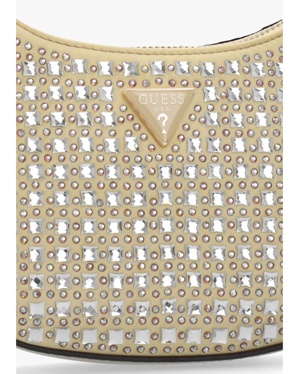 Guess White Small Lua Embellished Hobo Bag