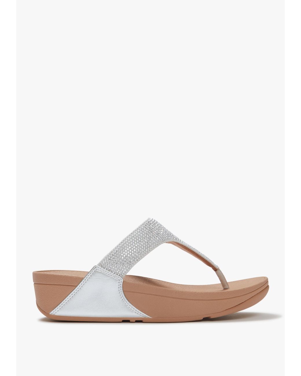 Fitflop White Lulu Crystal Embellished Steeled Toe Post Sandals