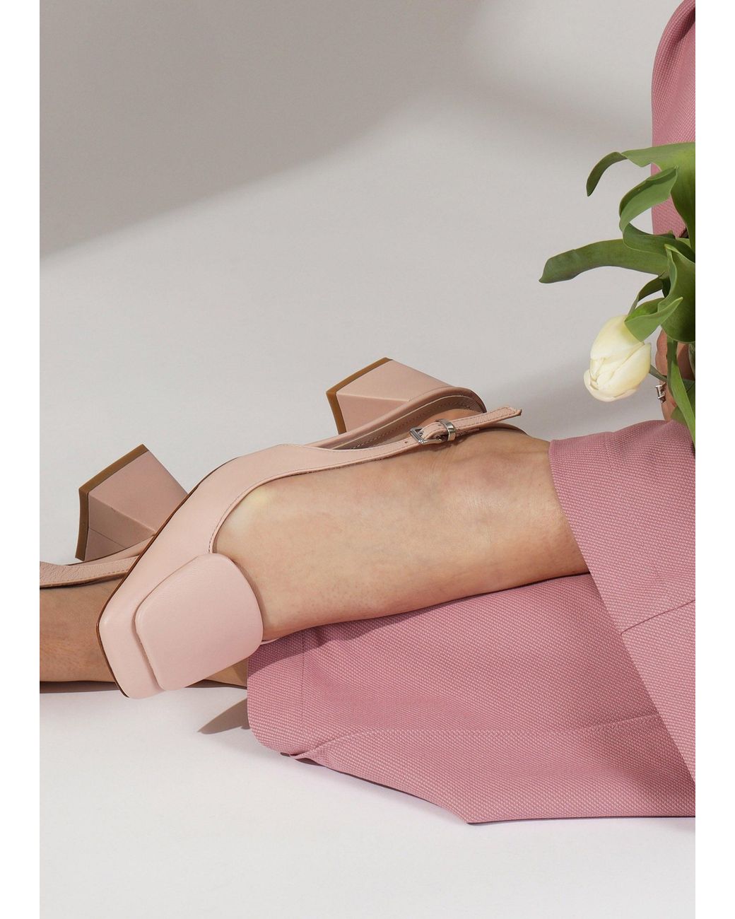 Daniel Pink Nessie Nude Leather Block Heel Sling Backs