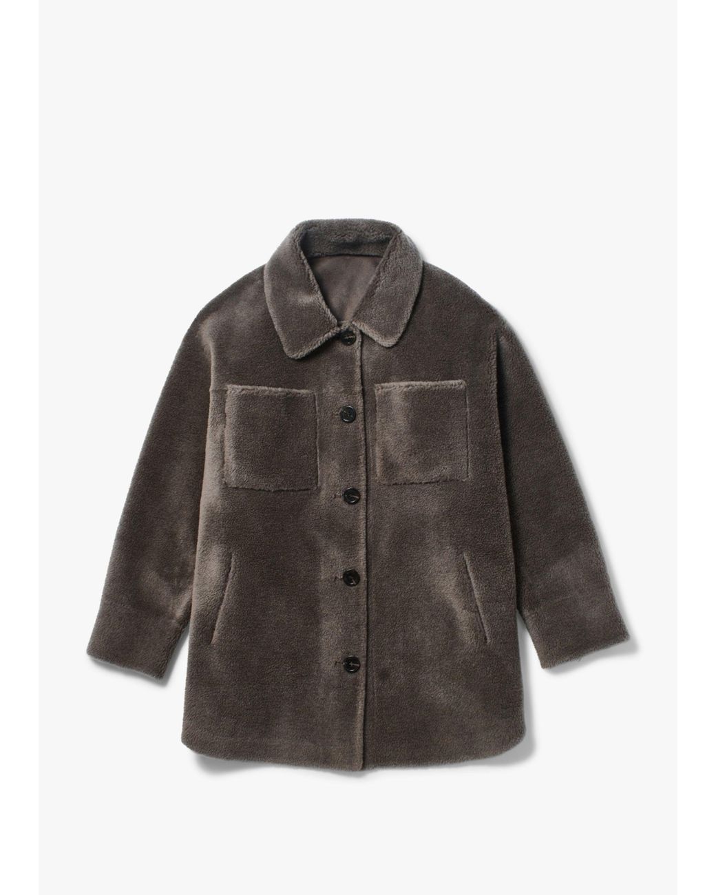 Oakwood Gray Flag Reversible Teddy Shacket