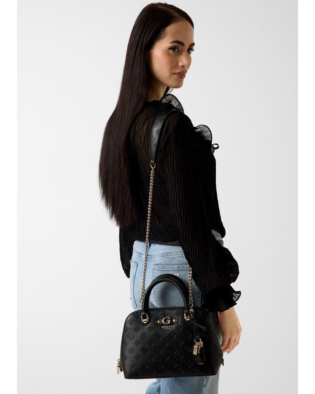 Guess Black Dita Dome Satchel Bag