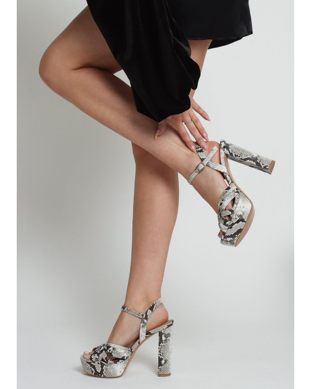 Daniel Metallic Avery Reptile Leather Heeled Sandals