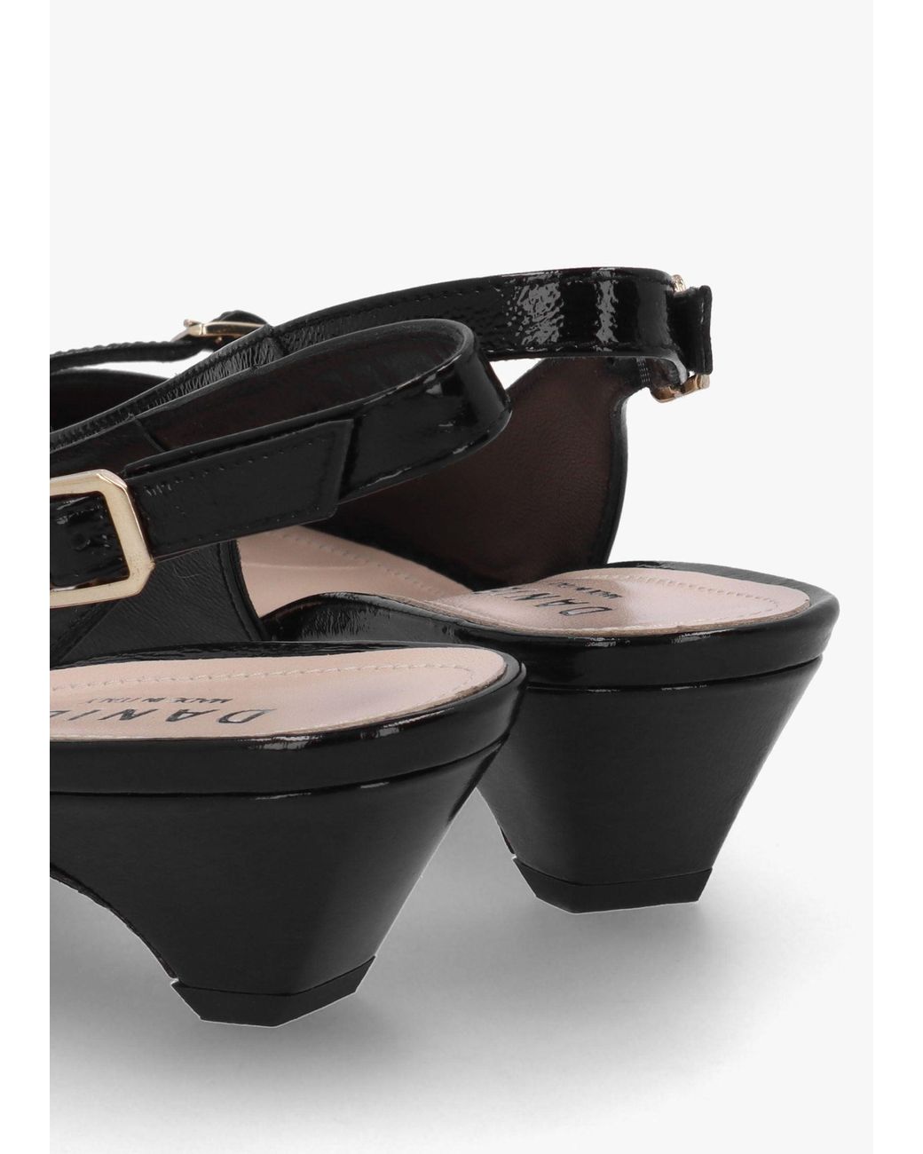 Daniel Black Nux Leather Low Heel Court Shoes