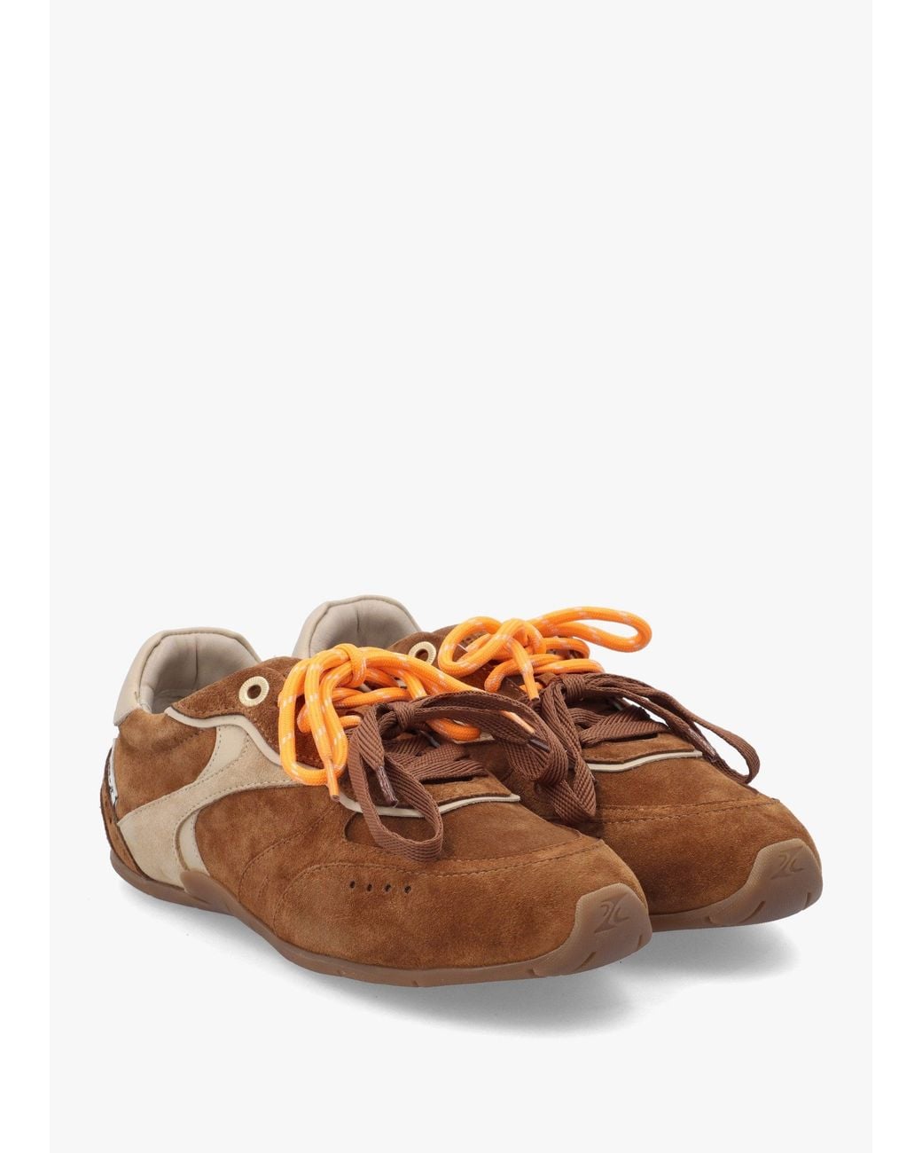 Bronx Brown Myr-Aa Caramel Oakmilk Suede Low Top Trainers