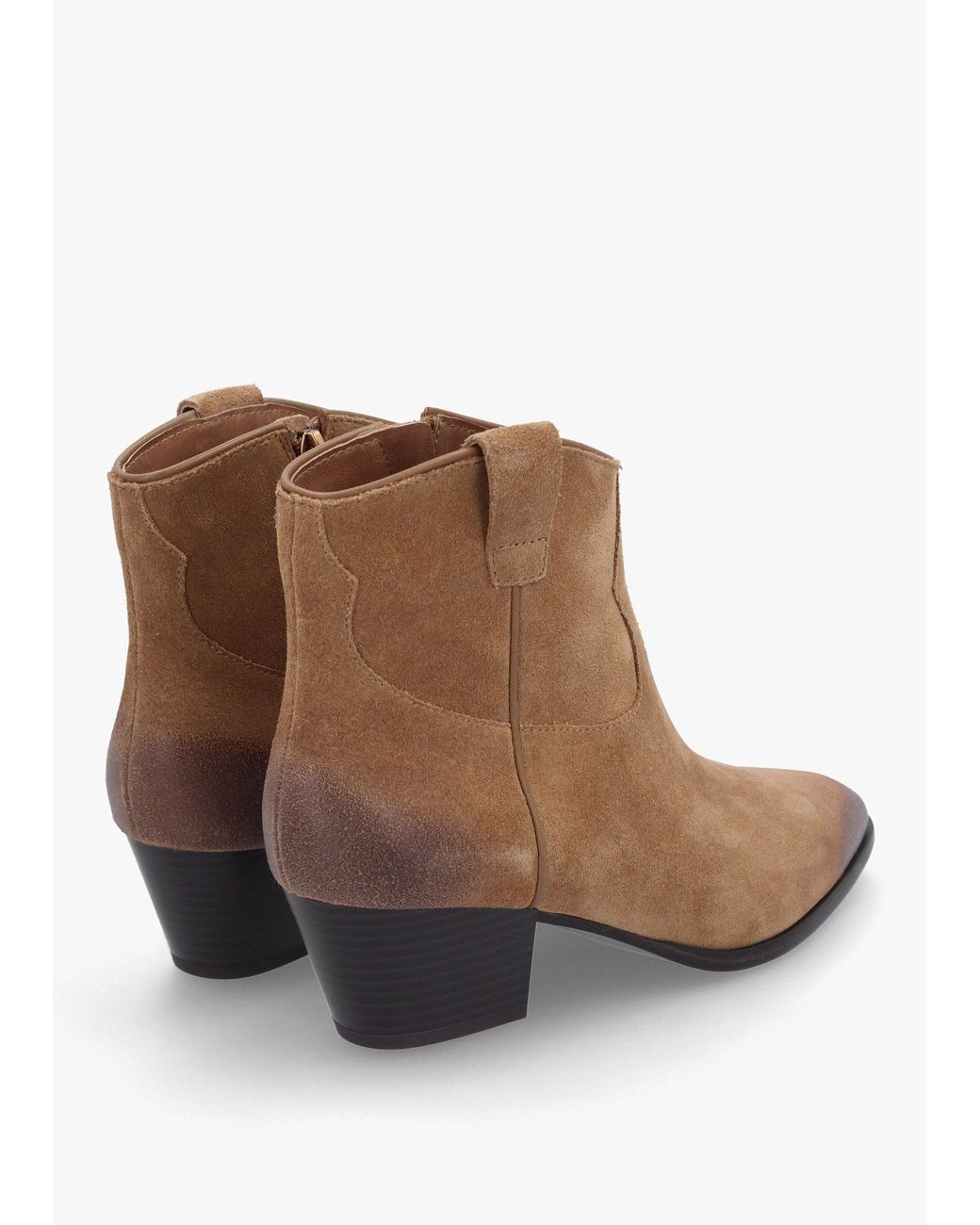 Ash Brown Fame Ii Land Suede Western Ankle Boots
