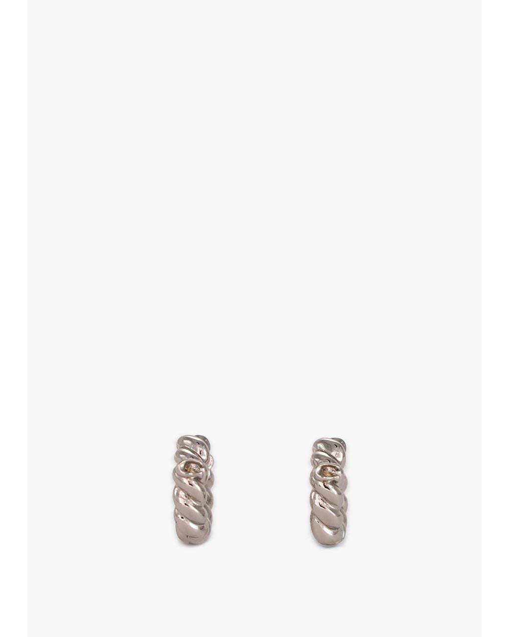 COACH White C Logo Twisted Huggie Hoops