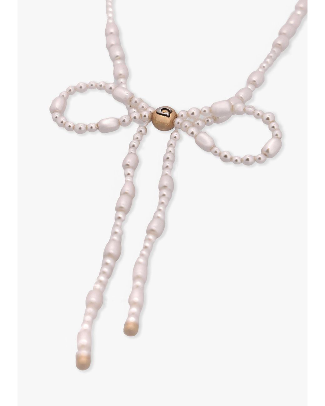 COACH Pink Pearl Bow Choker Necklace