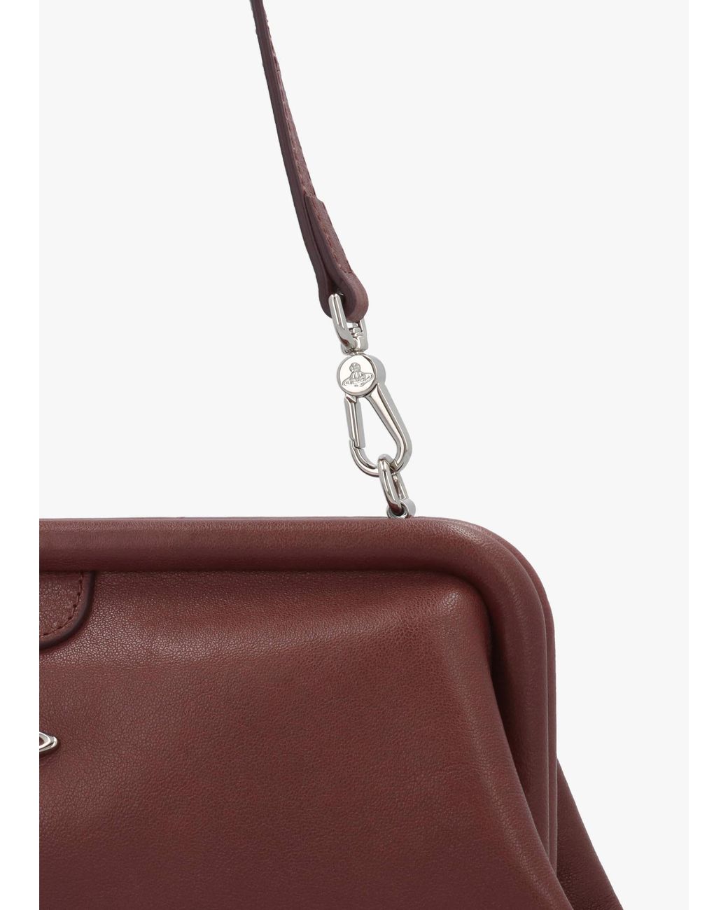 Vivienne Westwood Purple Jane Frame Chestnut Leather Shoulder Bag Purse