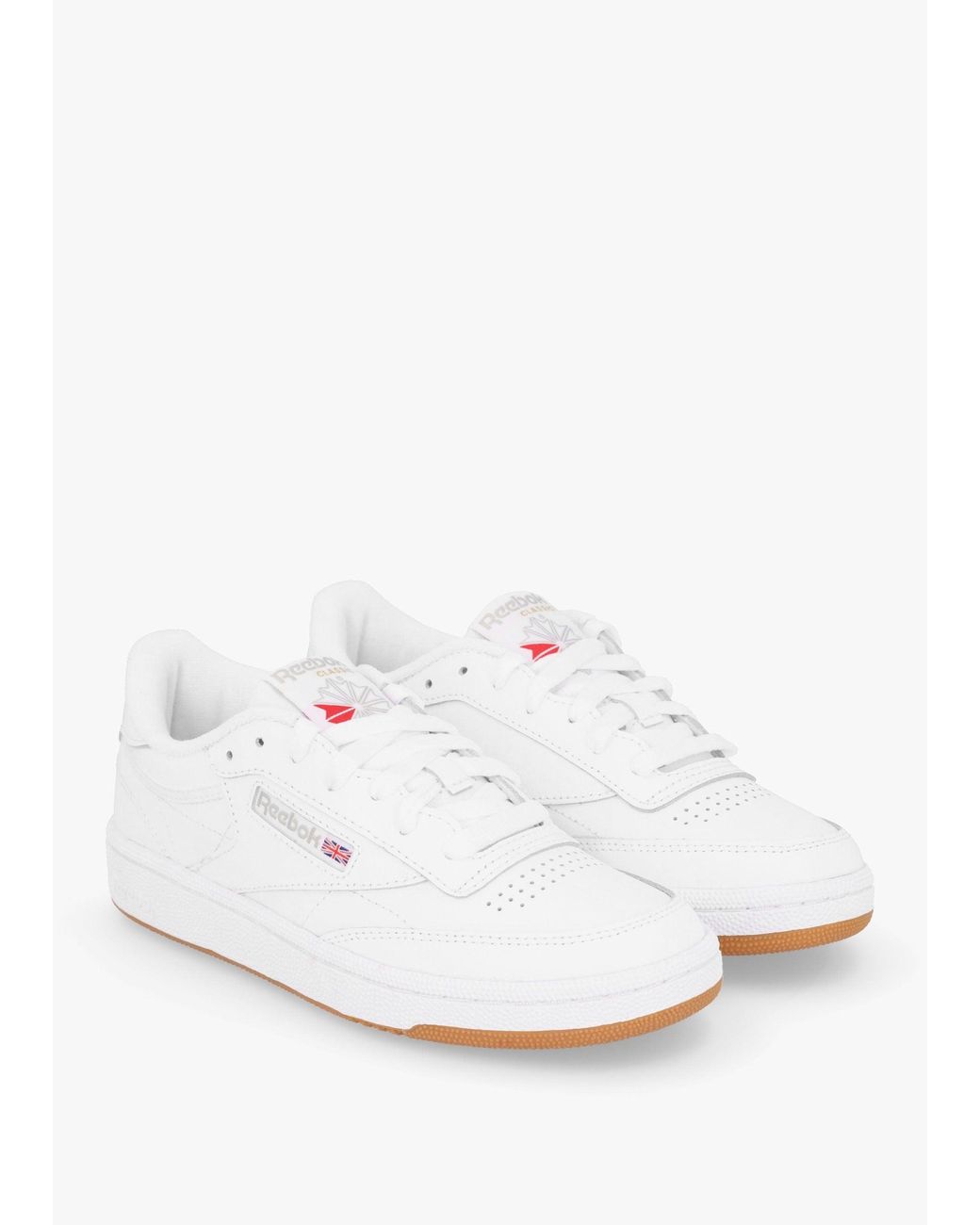 Reebok Women's Club C 85 White Light Grey Gum Leather Tennis Trainers