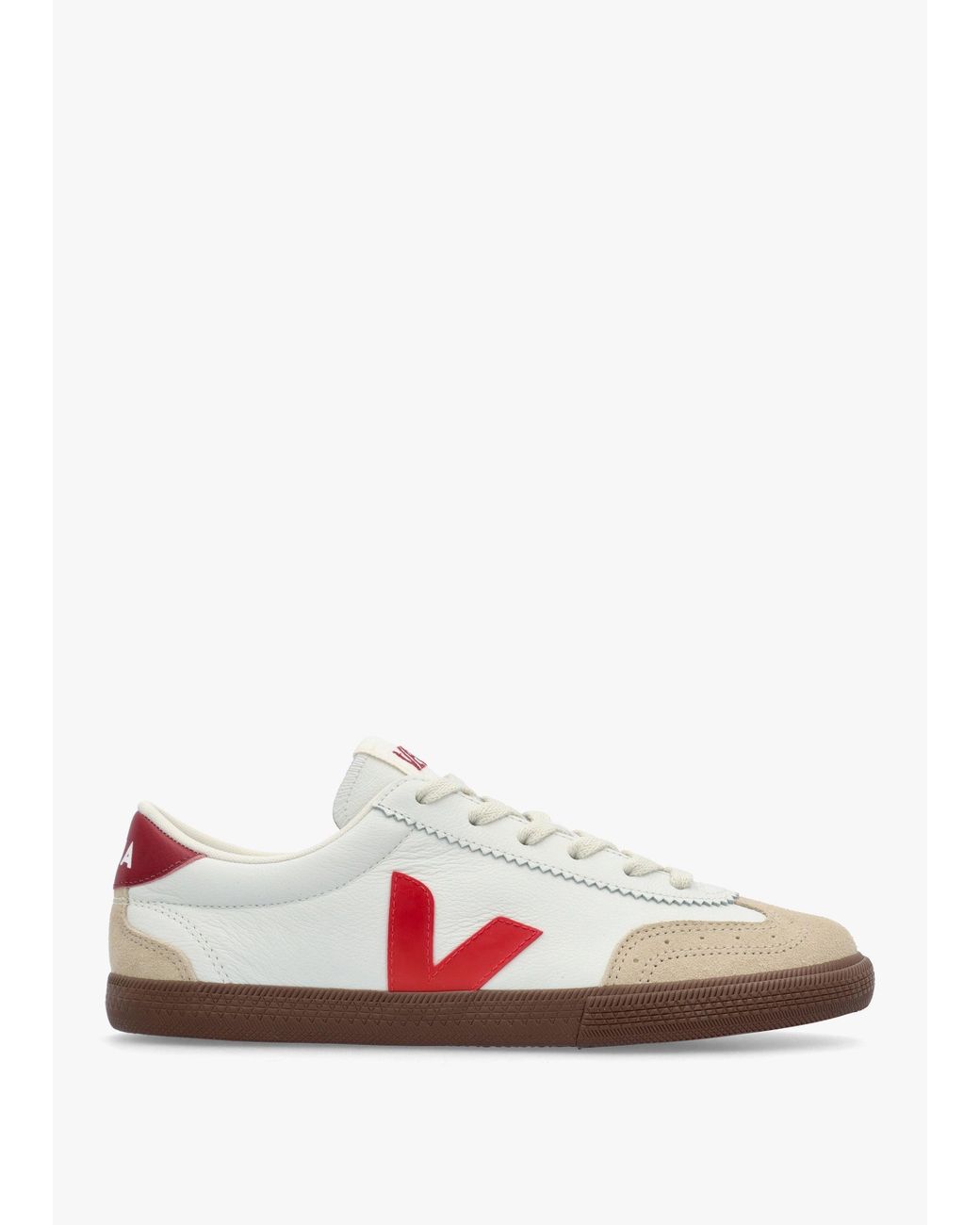 Veja White Volley O.T Leather Pekin Bark Trainers