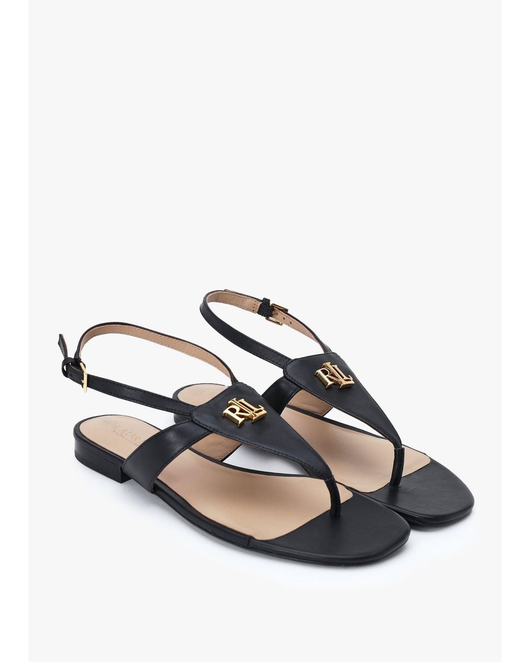 Ralph Lauren White Everley Calfskin Leather Toe Post Sandals