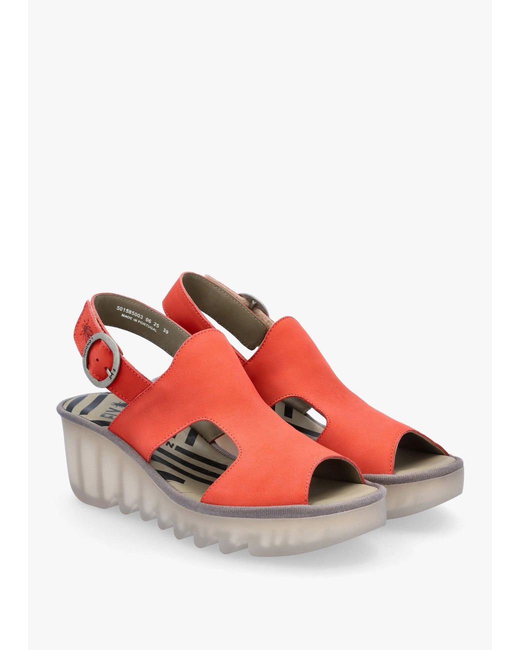 Fly London Red Baif Devil Nubuck Leather Mid Wedge Sandals
