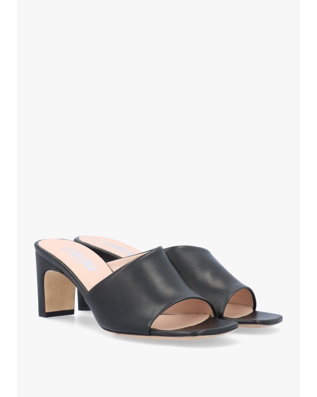 Evaluna White Asymmetric One Strap Heeled Mules