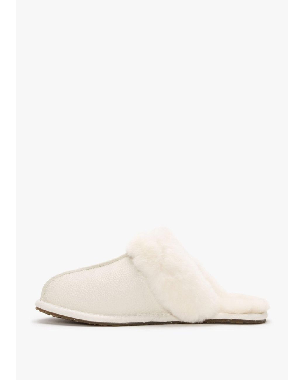 Australia Luxe White Pale Leather Sheepskin Closed Mule Slippers