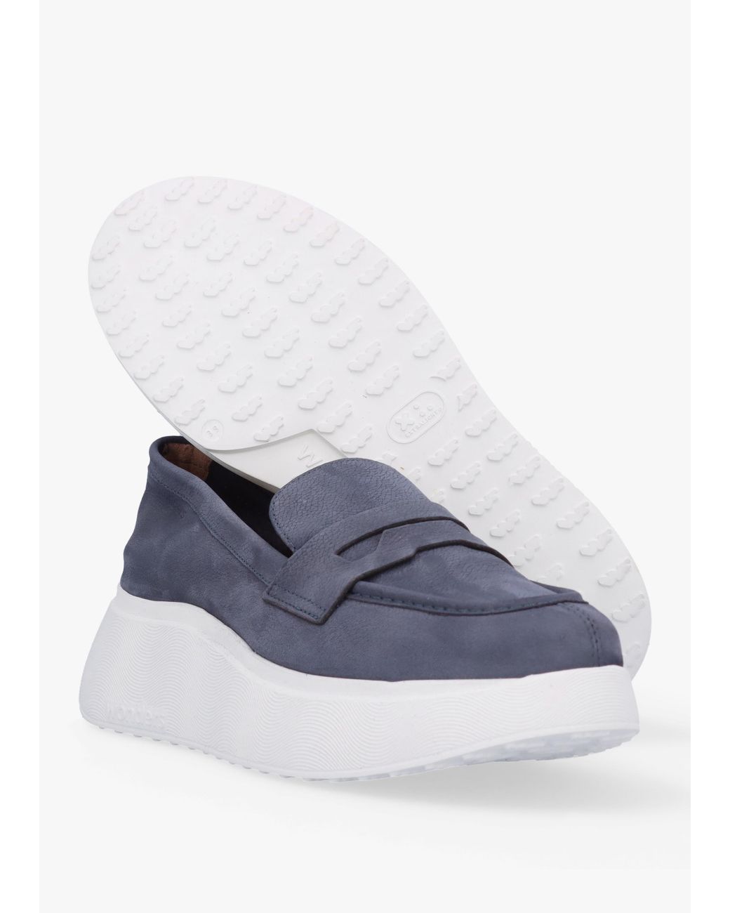 Wonders Blue Estela Nubuck Leather Chunky Loafers