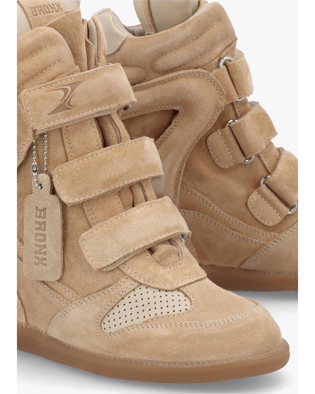 Bronx Natural Jae-Yy Sand Suede High Top Wedge Trainers