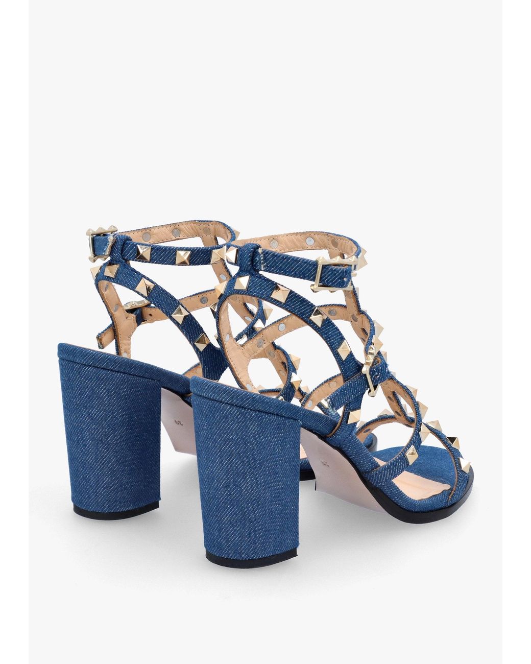 Daniel Blue Pitter Denim Studded Block Heeled Sandals