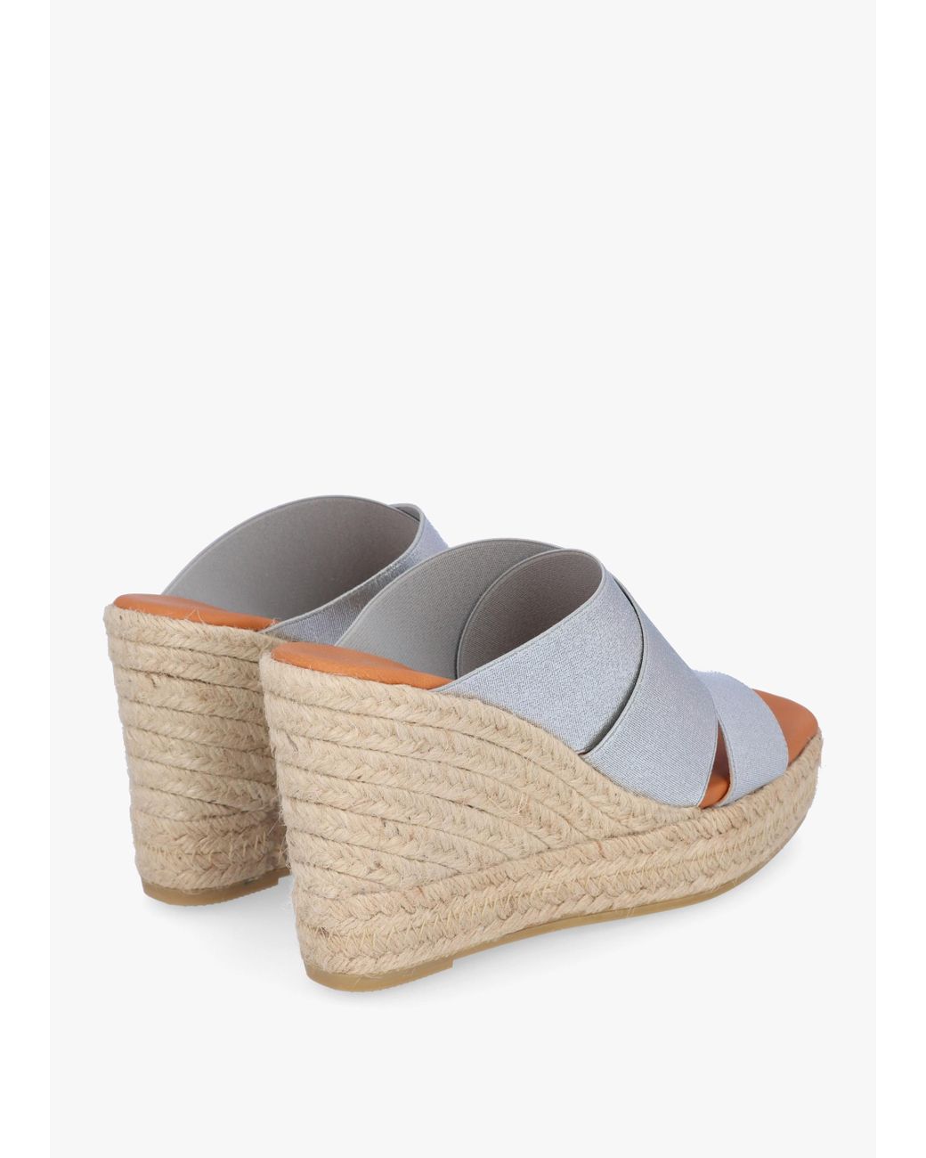 Daniel White Khloe Silver Cross Strap Wedge Espadrille Mules