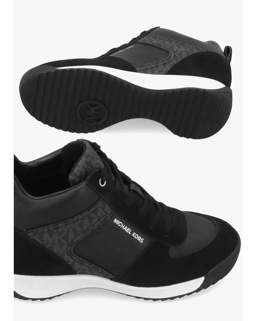 Michael Kors Black Nikko S2 & Suede Wedge Trainers