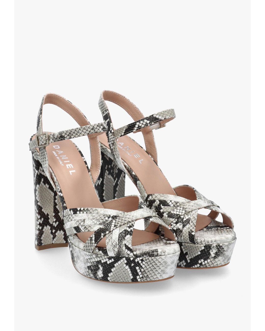 Daniel Metallic Avery Reptile Leather Heeled Sandals