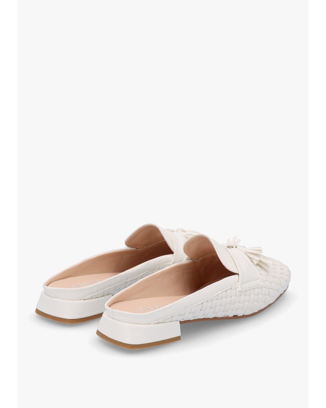 Daniel White Nova Cream Leather Woven Backless Mules