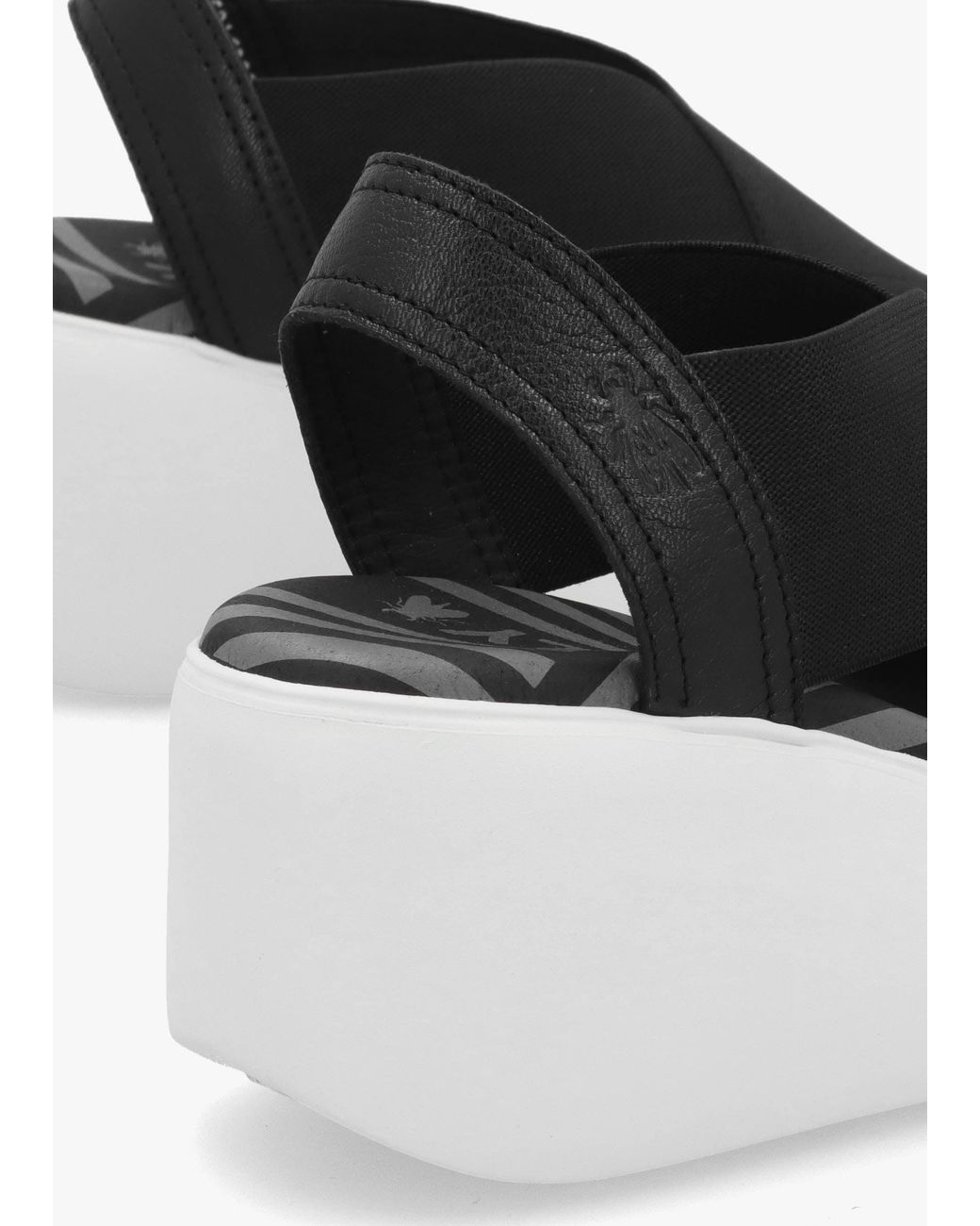 Fly London White Daif Mid Wedge Sandals