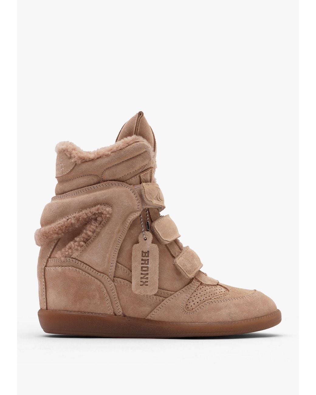 Bronx Brown Jae-Yy Shearling High Top Wedge Trainers