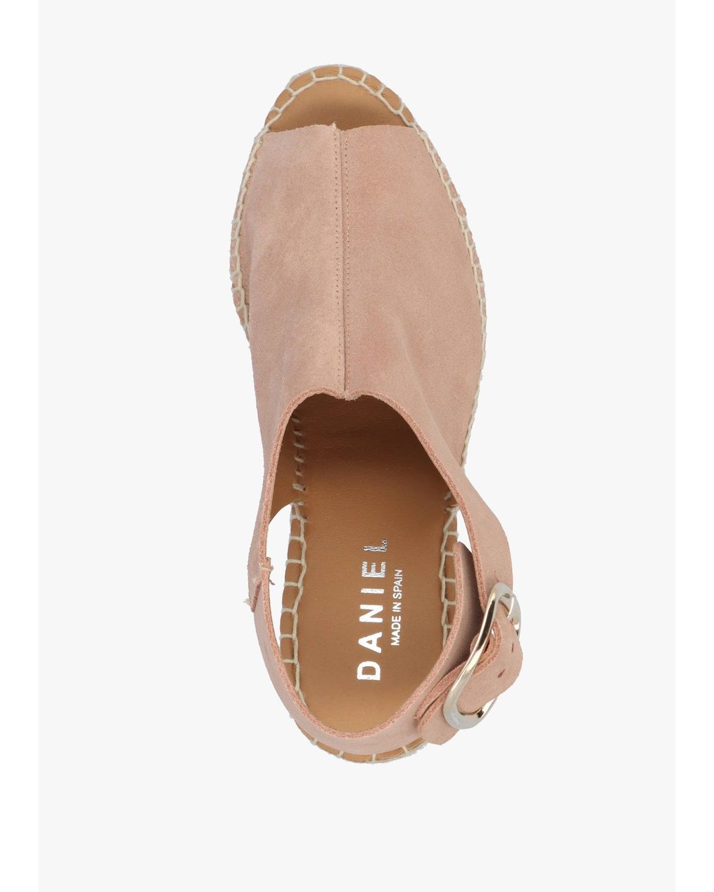 Daniel Natural Kathie Nude Suede Peep Toe Sling Back Wedge Espadrilles