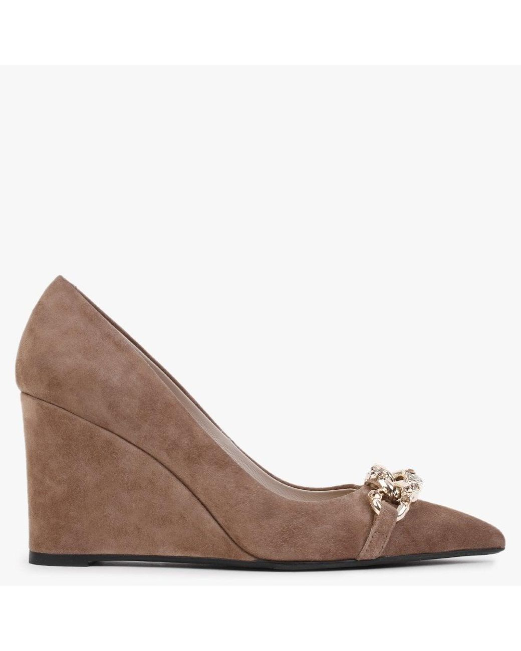 Daniel Sochain Tan Suede Embellished Wedge Court Shoes in Brown Lyst