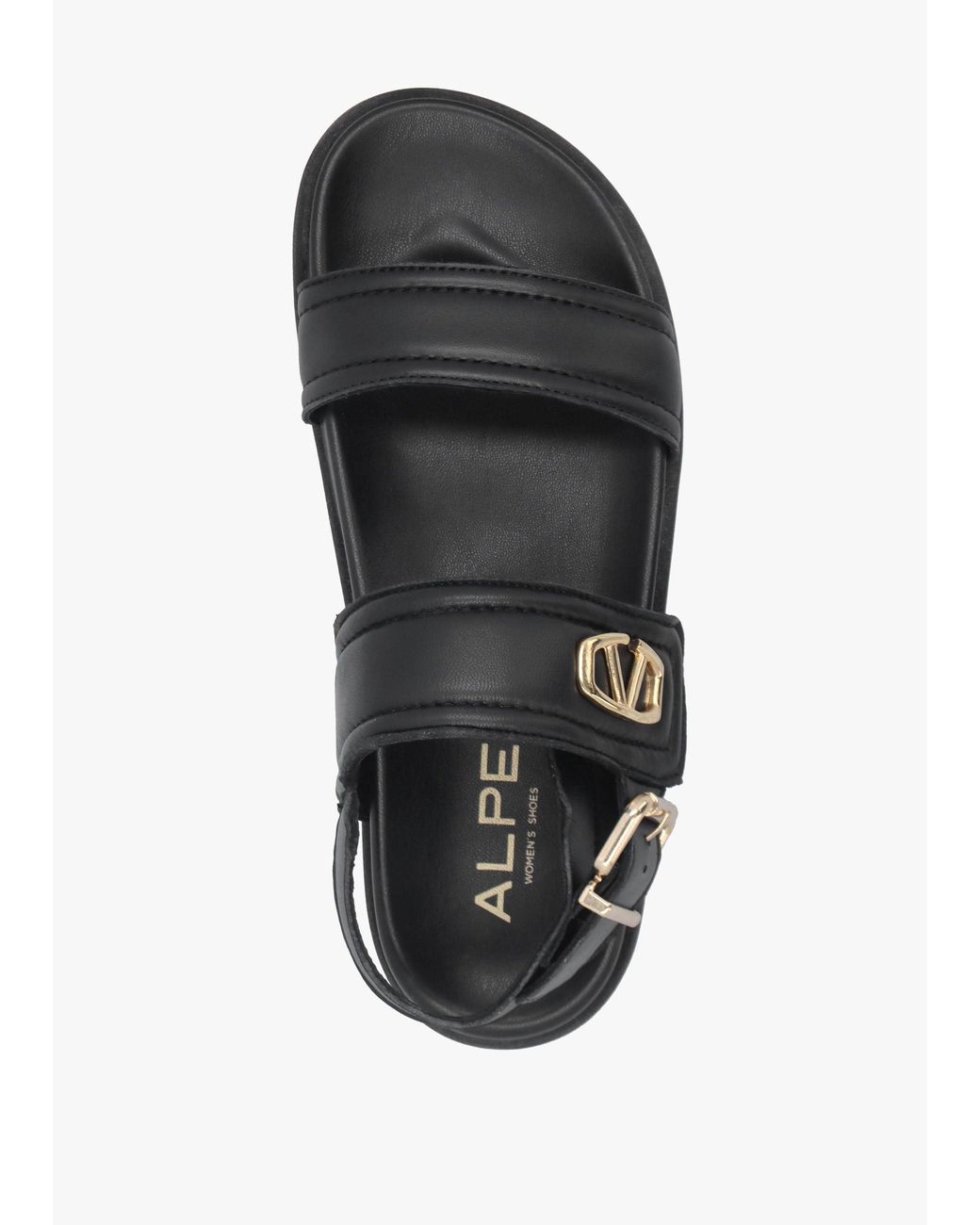 Alpe Black Avadi Two Bar Flat Sandals