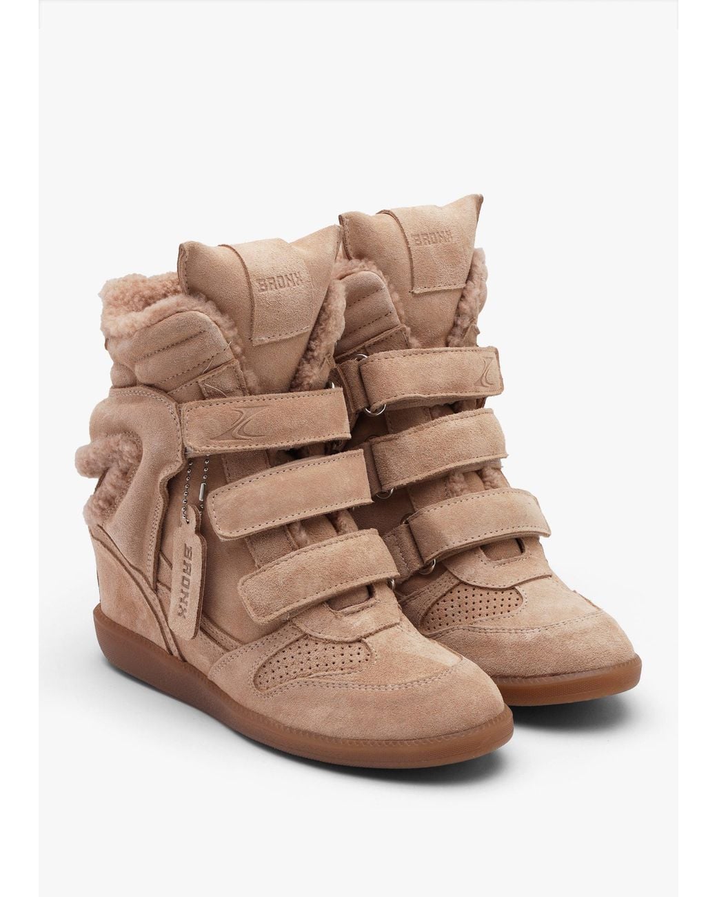Bronx Brown Jae-Yy Shearling High Top Wedge Trainers